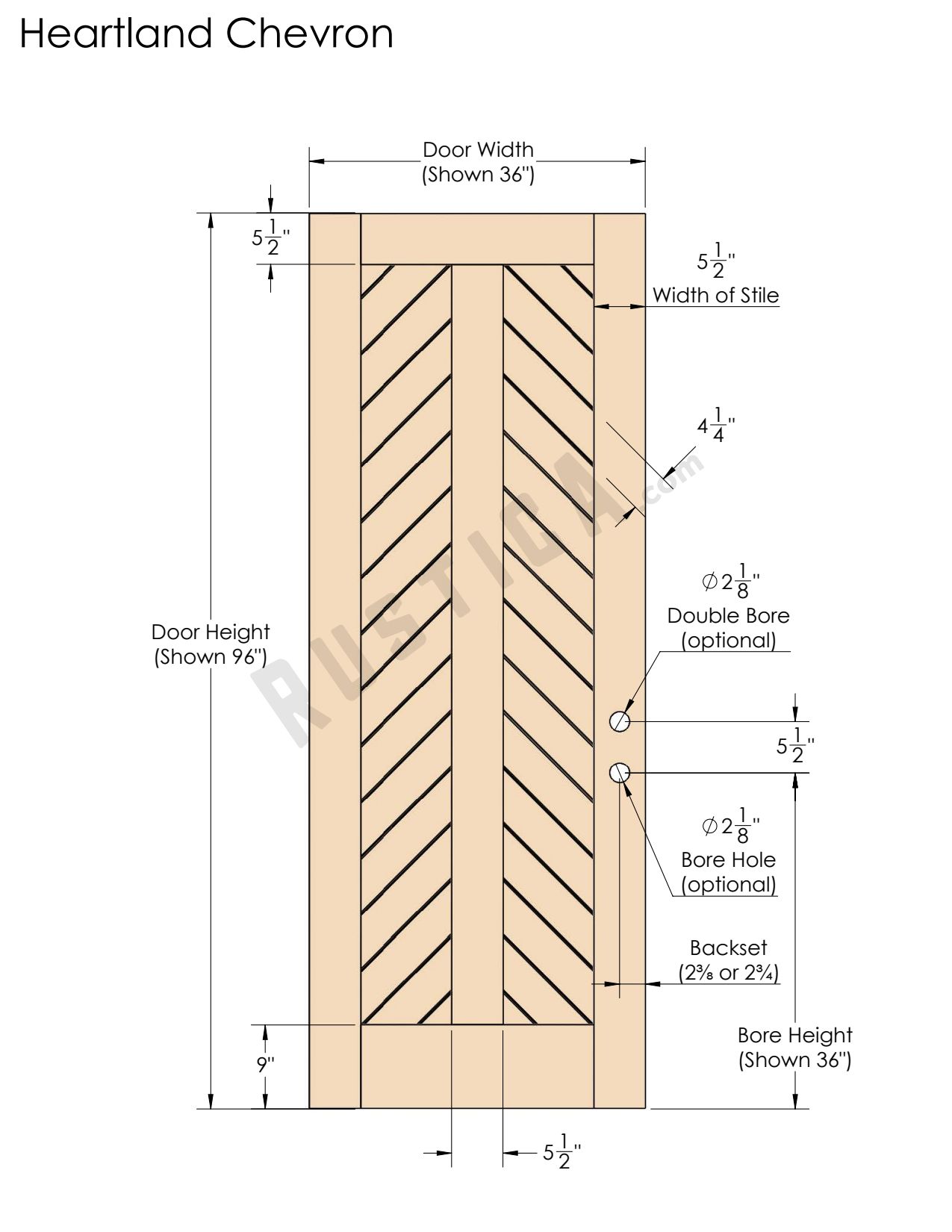 Heartland Chevron Exterior Slab Door | Rustica